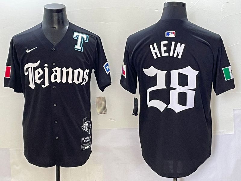 Men 2025 Texas Rangers #28 Heim Black Five generations Joint Name Nike MLB Jersey style 6
